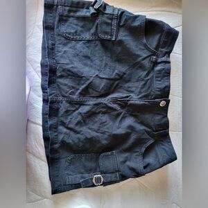 black mini cargo skirt